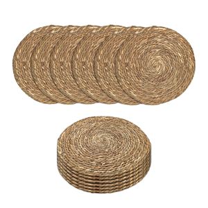 Platzdecken aus Seegras und Wasserhyazinthe 38 cm - 12er Set - Runde Tischsets aus Naturmaterialien