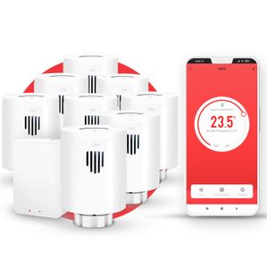 evanell° Smart Home Heizkörperthermostat WLAN 8 Stück + Starterkit, Heizungsthermostat Digital, Elektronisch - Thermostat Heizung für Heizkörper Kompatibel mit Zigbee, Alexa und Google Home