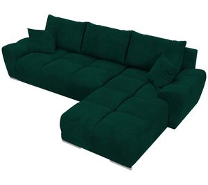 BroMARKT Ecksofa NUBES mit Schlaffunktion Bettkasten Kissen Couch Sofa L-Form, Grün