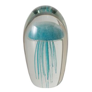 Briefbeschwerer "Medusa" aus Glas mit blauer Qualle, 17 cm - Handarbeit - Maritim, Meer - Glasart, Glasskulptur, Glasfigur