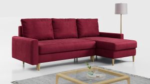 Ecksofa LANG - L-form Sofa Mit Schlaffunktion - Wohnlandschaft 220cm - Wohnzimmer L Couch – Rot