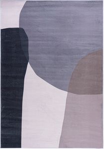 Mazovia Dywan - Beżowy Nowoczesny Geometryczny - Salon, Sypialnia, Jadalnia, Biuro - Niskie Runo - Prostokąt - Nowoczesny Stylowy, Szary - 80x150 cm