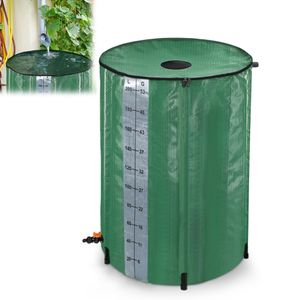 LARS360 200L Regentonne Faltbar Regenwassertonne Regenwasserfass Regenwassertank PVC Wassertank mit Ablassventil -Grün mit Messskala