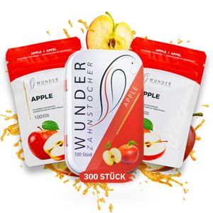 Wunder Zahnstocher mit Geschmack - 3er Bundle Apfel Aromatische Zahnstocher - 100 Stück für den stilvollen Lifestyle, Geschmack:Apfel