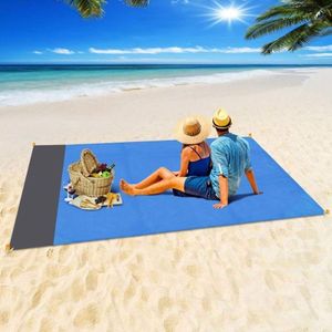 Stranddecke 200 X 210 cm Picknickdecke Sandabweisende Campingdecke Wasserdicht Strandmatte 4 Pfähle Tragbar Ultraleicht Sandfrei - SANDMAT