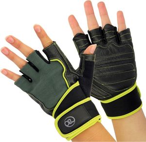 Fitness Mad - Herren Gewichtheber-Trainingshandschuhe, Leder RD2096 (XL) (Schwarz/Neon-Grün)