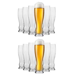 KIAPPO Weizenbiergläser - Gläser & Trinkgeschirr - Gläser Set - Geschenke für Männer - Biergläser - Weizengläser - Weißbierglas - Transparentes Glas - Spülmaschinenfest - 500ml Weizenbierglas 12x