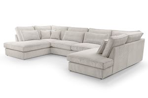 MEBLITO Ecksofa Big Sofa Eckcouch Albet Sofagarnitur U Form Couch 407x225 cm Hellgrau (Lincoln 83)