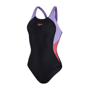Speedo Colorblock Badeanzug Damen chlorbeständig, Farbe:Schwarz, Größe:36