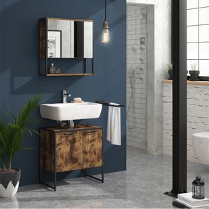 Kúpeľňová zrkadlová skrinka Livinity® Fyrk, 60 x 60 cm, dub rustikálny/čierna