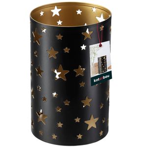 KOTARBAU® Windlicht Sterne Metall Schwarz ⌀ 9 cm Höhe 15 cm Stahl durchbrochen Teelichthalter Windlichter Tischdeko Teelichthalter große Teelichter Metall Weihnachtsdeko