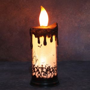 Flammenlose Halloween-Kerzen, flackernde LED-Kerzen, batteriebetriebene Kerzen, warmes Licht, Halloween-Dekorationen für drinnen und draußen-Ghost