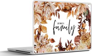 MuchoWow® Laptop Aufkleber Sticker Cover Liebe macht eine Familie - Zitate - Sprichwörter 30x22 cm - Laptop-Sticker