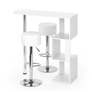 Vicco Bar table set Vincent, 113 x 40 cm with 2 bar stools, White