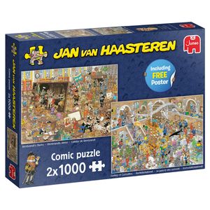 JUMBO 20052 Jan van Haasteren - Ein Ausflug ins Museum + Gratis Poster 2x1000 Teile Puzzle