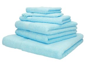 Betz 6er Handtuch-Set PALERMO Baumwolle 1 Liegetuch 2 Handtücher 1 Gästetuch 1 Waschhandschuh 1 Seiftuch Farbe - türkis