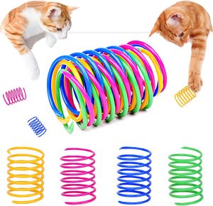 20 kusů hraček pro kočky, barevná kreativní plastová spirála s peřím, hračka spirála s peřím novinka pro domácí zvířata hračka barevná spirála s peřím pružinová spirála pro kočky