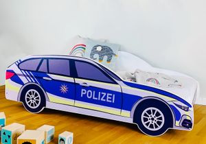 Autobett Kinderbett Jugendbett 70x140 | Polizei Polizeiauto Polizist Kinder Spielbett, ohne Matratze