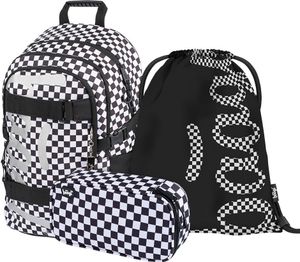 Baagl Schulrucksack Set Mädchen 3 Teilig, Schultasche ab 3. Klasse, Grundschule Ranzen mit Brustgurt, Ergonomischer Schulranzen (Skate Ska)