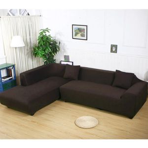 Sofa Überwürfe Sofabezug Elastische Stretch Sofabezüge Rippstrick (Dunkelbraun, 3 Sitzer für Sofalänge 185-230cm)