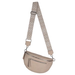 Bauchtasche Umhängetasche Crossbody-Bag Hüfttasche Kunstleder Italy-Design BEIGE