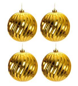 4 Stück Große Weihnachtskugel Gold Ø 15 cm Dekokugel zum Hängen