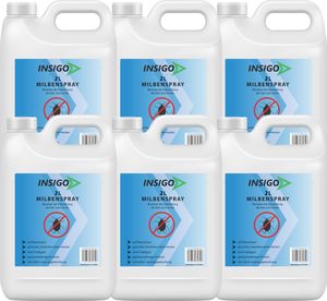 INSIGO 6x2L Anti-Milbenspray, Mittel gegen Milben Milbenbefall Milbenfrei Schutz gegen Eier auf Wasserbasis, fleckenfrei, geruchlos, mit Schnell- & Langzeitwirkung frei EX