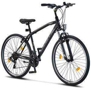 Licorne Bike Life M-V Premium Trekking Bike in 28 Zoll - Fahrrad für Jungen, Mädchen, Damen und Herren - Shimano 21 Gang-Schaltung - Herrenfahrrad - Jungenfahrrad, Farbe:Schwarz/Grau, Zoll:28.00