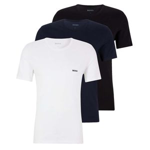 HUGO BOSS Herren T-Shirts, 3er Pack -  Rundhals, Pure Baumwolle Blau/Weß/Schwarz M