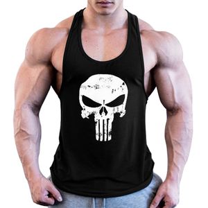 Herren Totenkopf Fitness Bodybuilding Tank Top Weste Ärmelloses Hemd T-Shirt,Farbe: Schwarz,Größe:XL