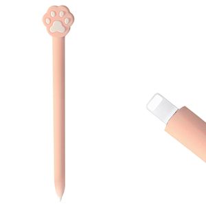 Niedliche Hülle für Apple Pencil 2nd Generation, weiches Silikon Cartoons Cover Sleeve Zubehör kompatibel mit Apple Pencil 2nd Generation(Rosa Katzenpfote)