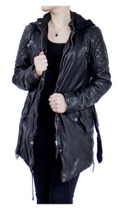 Damen Ledermantel "Sheena" aus weichem Nappa Leder, schwarz, Größe XL