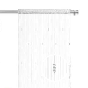 WOMETO Fadenvorhang Türvorhang Perlen 90x245 cm silber - weiß Stangendurchzug kürzbar glänzend elegant edel