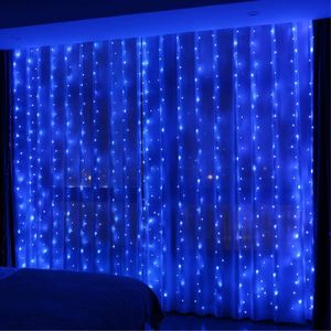 SUNNEST Led lichterkette Lichtervorhang Deko Vorhanglichtermit 300 LED 8 Lichtmodi USB Lichterkette Beleuchtung für Weihnachten- Blau