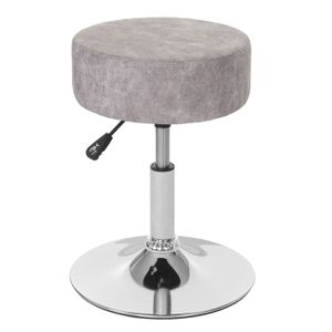 Stolička HWC-C22, sedací taburet make-up stolička, výškově nastavitelná Ø 35 cm  imitace semiše, vintage šedá