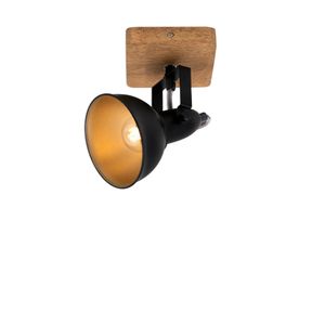 Briloner Leuchten WOOD & STYLE - Wandleuchte - Spot drehbar - E14 - Material: Holz und Metall - Farbe: schwarz und gold
