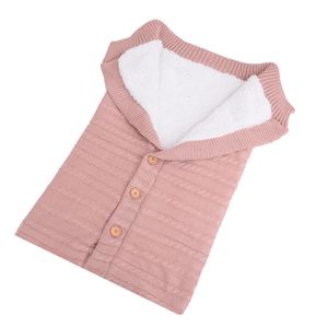 Lanon® 1 Stück Babyschlafsack für Kinderwagen ,Samt Warme Tasche Strick Decke Schlafsack Swaddle für Babys Neugeboren 0-18 Monat-Rosa