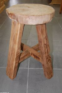 Teakholz Teak Holz massiv Sitzhocker rund Semar aus einer echten Teakholz Wurzel