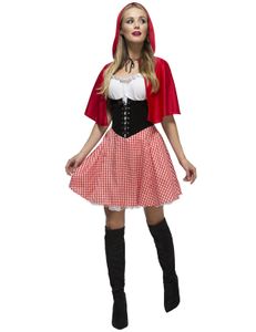 Fever - Damen Rotkäppchen-Kostüm - Kleid und Umhang mit Kapuze - Größe S