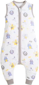 Baby Schlafsäcke Sommer ärmelloser Reißverschluss mit Füßen 0.5 Tog Baumwolle Sommerschlafsack mit Beinen Babyschlafsäcke für Mädchen und Jungen (Monster, Groß)
