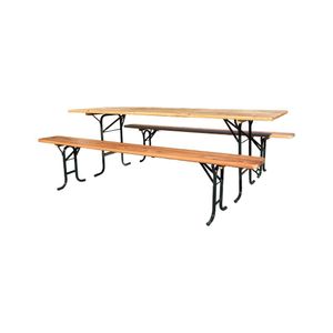 Pivný záhradný set (stôl, 2 lavice), drevo-kov