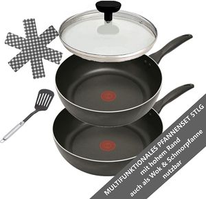 Tefal B30310 Cook&Clean Pfannenset - 28 cm Bratpfanne + 28 cm Wok, hoher Rand, Teflon Antihaftbeschichtet, Bratpfanne Set tief , inkl. Deckel