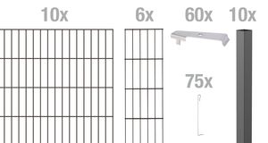 Alberts Cluster Gabionenzauset Einbetonieren Steinkorb Höhe 80-180cm Länge 2-10m, Farbe:anthrazit, Zaun-Länge:10 m, Zaun-Höhe:80 cm