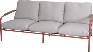 Aluminium-Gartenbank HWC-O11, Outdoor 3-Sitzer Sitzbank Sofa, Olefin Stoff (205 g/m²) 184cm  terrakotta Polster beige