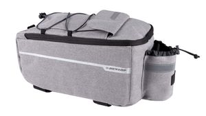 Dunlop Fahrradtasche für Gepäckträger - 7 Liter - Kühltasche - Klettverschluss - mit Zusätzlichen Staufächern und Flaschenhalter - Isolierte Innenschicht - mit Schulterriemen - Grau