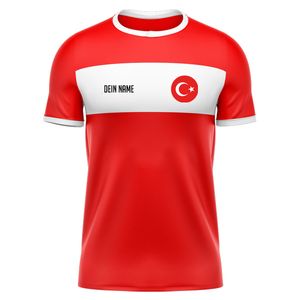 Trikot TÜRKEI Rot/Weiß Shirt T-Shirt mit Druck (Name, Nummer oder Initialen) Größe: 10/12 Jahre