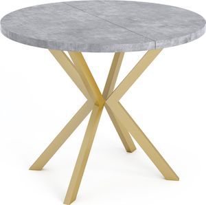Runder Ausziehbarer Esstisch mit Goldenen X-Gestell Beinen - ⌀ 120-200 cm - Loft Industriell Design - für 8-12 Personen - Grau