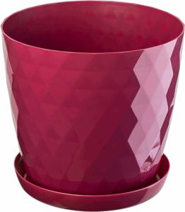 KADAX Blumentopf aus Kunstsoff "Amily", Topf mit Untersetzer. Pflanzkübel, 25 cm, Rosa, 1 Stück