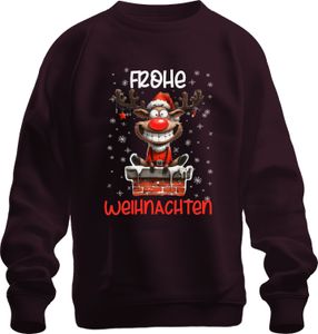 Veselé Vianoce vtipný los jeleň sob - Vianoce Xmas Christmas Uni sveter, bordová, 3XL