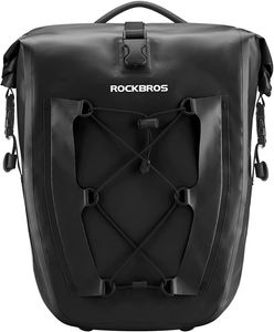 ROCKBROS 1 pcs Gepäckträgertasche Fahrradtasche für Gepäckträger, 25L-32L, Wasserdicht, Schwarz